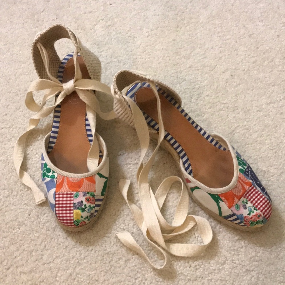 Coach patchwork espadrille wedges size 8